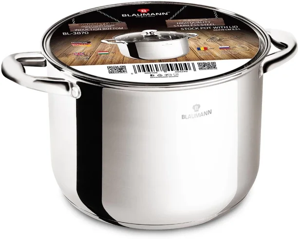 Blaumann Stainless Steel Stock - Gourmet Line Pot with Lid 9.5 L capacity 26 cm diameter
