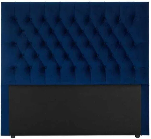 Bella Diamond Pleat Headboard Double blue Double Bed