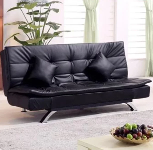 Designer Concepts Torres Sleeper Couch - Faux Leather (PU)-Black Polyester 2 Seater Sofa